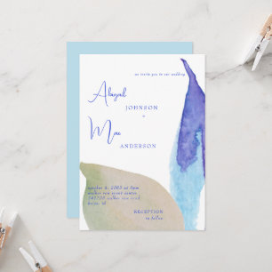 Convite de Casamento Azul e Bege Artsy Vibes de Pr
