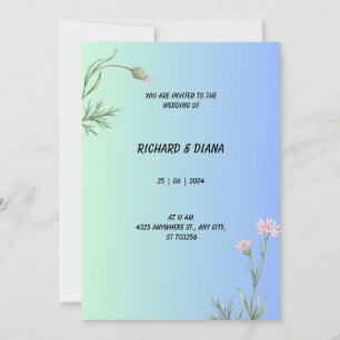 Convite de Casamento Azul Elegante