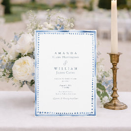 Convite de Casamento Azul Elegante de Mansão Franc