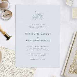 Convite de Casamento Azul Elegante e Empolado
