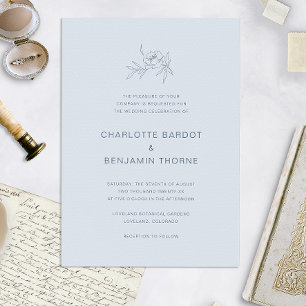 Convite de Casamento Azul Elegante e Empolado