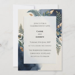 Convite de Casamento Azul Elegante Escocês