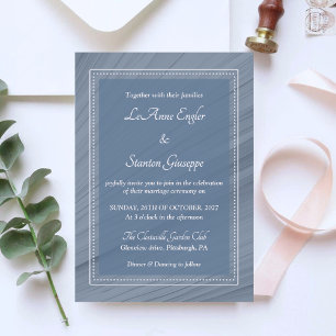 Convite de Casamento Azul Elegante Moldura Ponti