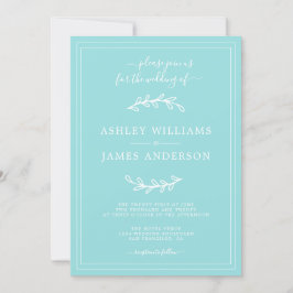 Convite de Casamento Azul Elegante Turquoise