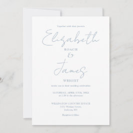 Convite de Casamento Azul Empoeirado Minimalista E