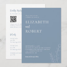 Convite de Casamento Azul Empoeirado Minimalista M