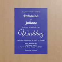 Convite de Casamento Azul Escuro Minimalista