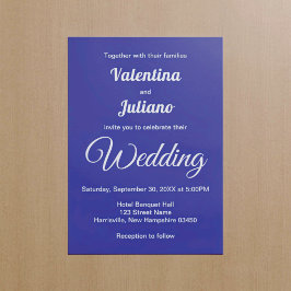 Convite de Casamento Azul Escuro Minimalista
