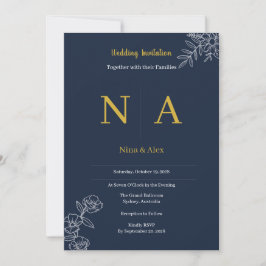 Convite de Casamento Azul Marinho