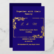 Convite de Casamento Azul Marinho