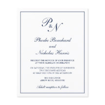Convite de Casamento Azul Marinho Clássico Elegant