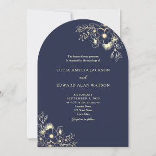 Convite de Casamento Azul Marinho com Código QR