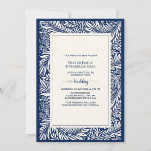 Convite de Casamento Azul Marinho Elegante – Poema