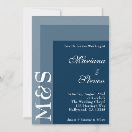 Convite de Casamento Azul Marinho Simples Moderno