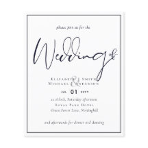 Convite de Casamento Azul Meia-Noite Papel Flyer O