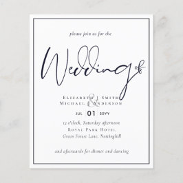 Convite de Casamento Azul Meia-Noite Papel Flyer O