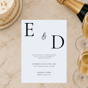 Convite de Casamento Azul Minimalista Moderno Eleg