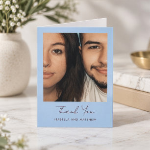 Convite de Casamento Azul Moderno Dobrado em Branc