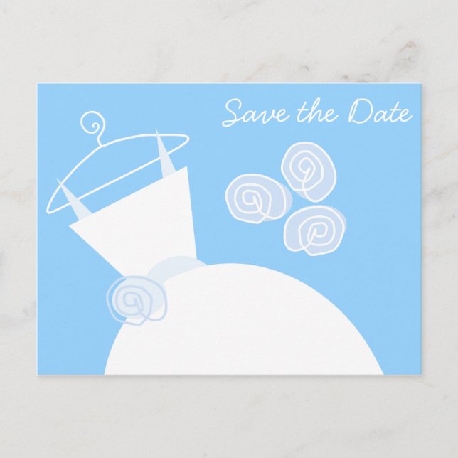 Convite de casamento azul na horizontal com texto  (Frente)