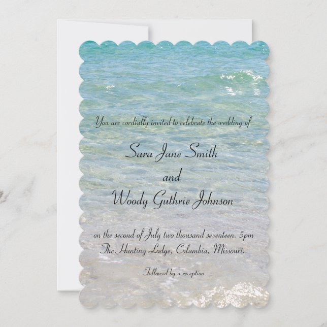 Convite de Casamento Azul Oceano (Frente)