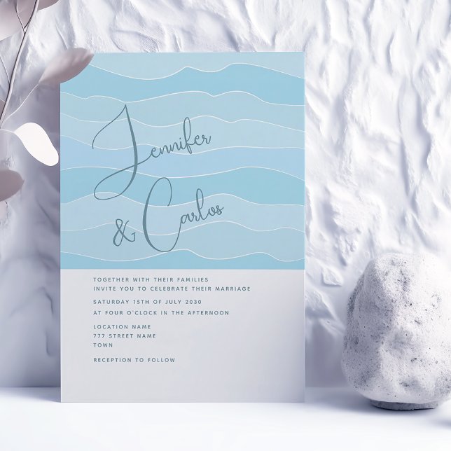 Convite de Casamento Azul Oceano Aqua (Criador carregado)