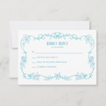 Convite de Casamento Azul Ovo de Robin Rosa Desenf