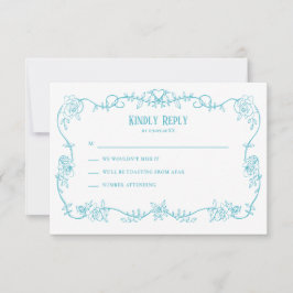 Convite de Casamento Azul Ovo de Robin Rosa Desenf