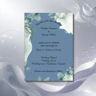 convite de casamento azul-pervinca empoeirado mode