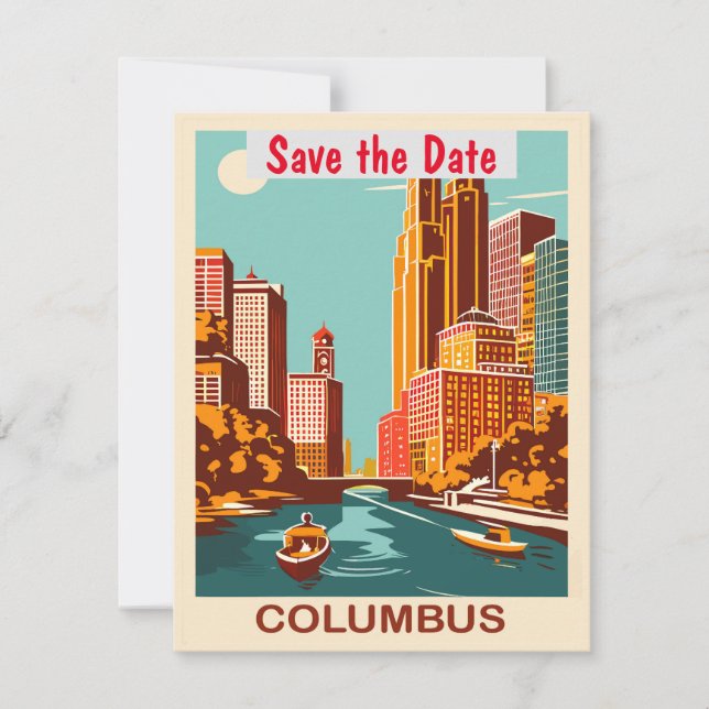 Convite de Casamento Azul-petróleo de Columbus Ohi (Frente)