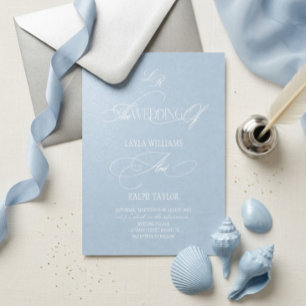 Convite de Casamento Azul Pó Costeiro