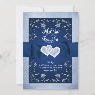Convite de casamento | Azul Real, Azul Dusty, Cora