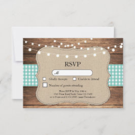Convite de Casamento Azul-Verde com Verificação em