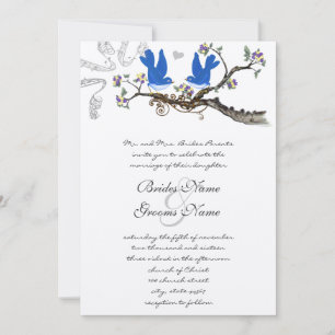 Convite de Casamento Azul Vintage Amarelo & Roxo