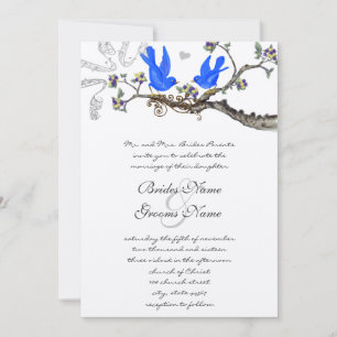 Convite de Casamento Azul Vintage Amarelo & Roxo