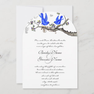 Convite de Casamento Azul Vintage Amarelo & Roxo