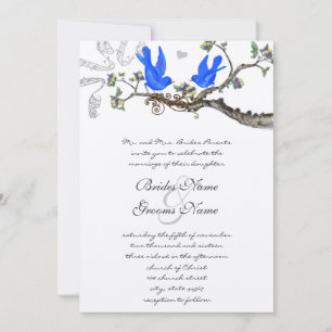 Convite de Casamento Azul Vintage Amarelo & Roxo