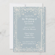 Convite de casamento azul vitoriano
