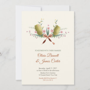 Convite de Casamento Banksia e Flores Silvestres N