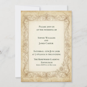 Convite de Casamento Baroque Rose