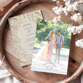 Convite de Casamento Barroco com Monograma e Foto 