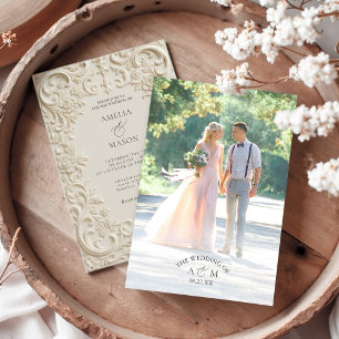 Convite de Casamento Barroco com Monograma e Foto 