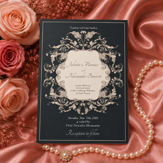 Convite de Casamento Barroco de Luxo
