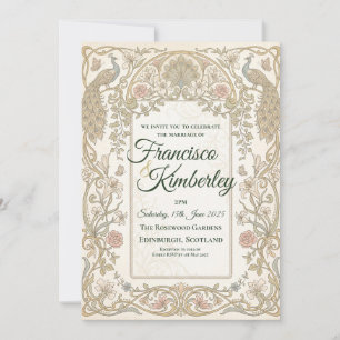 Convite de Casamento Barroco Dourado