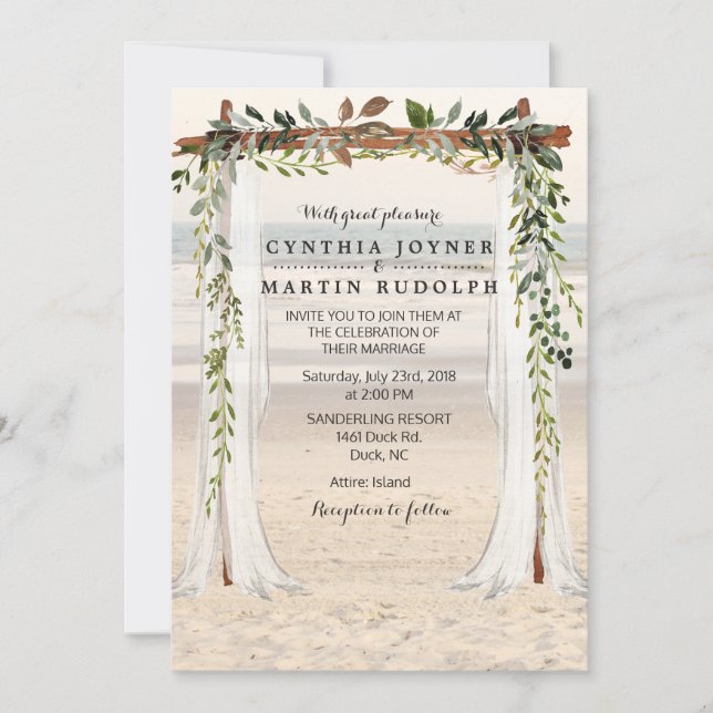 Convite de Casamento Beach Arbor (Frente)