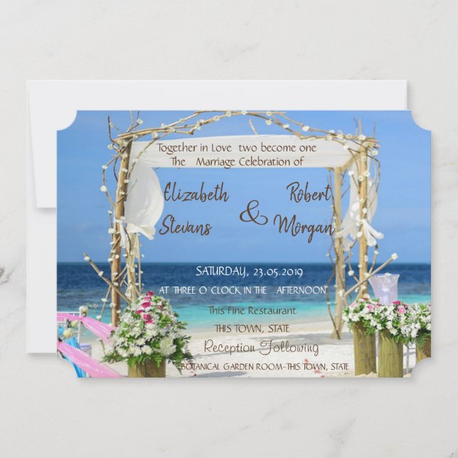 Convite de Casamento Beach Arbor Floral (Frente)