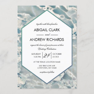Convite de Casamento Beach Sea Glass Ocean Blues