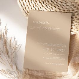 Convite de Casamento Bege Boho Moderno e Minimalis