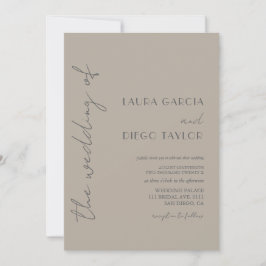 Convite de Casamento Bege Cinza Moderno