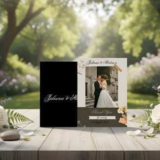 Convite de Casamento Bege com Foto do Noivo e da N
