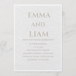 Convite de Casamento Bege e Dourado de Luxo   Eleg